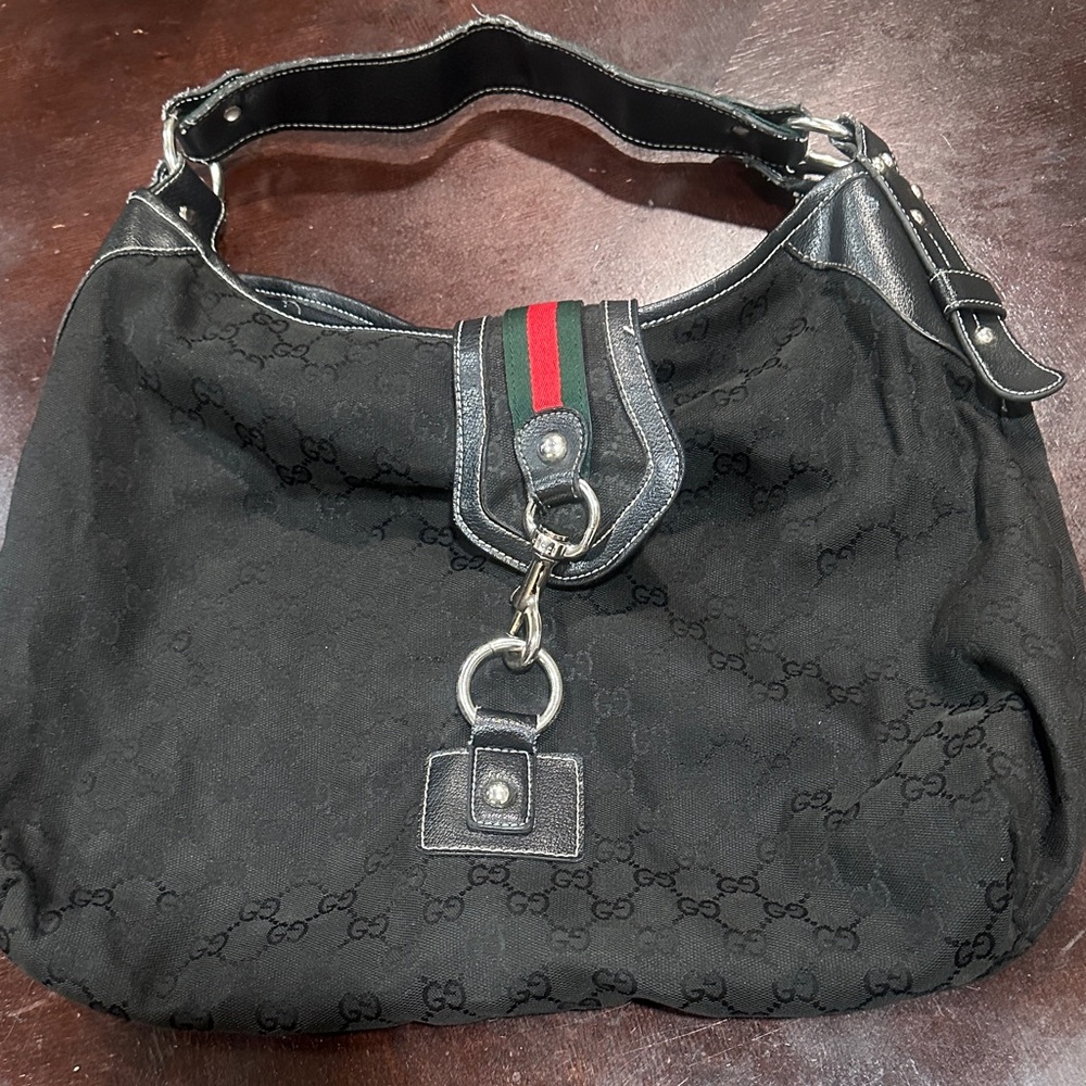 Gucci Black and Green Hobo Bag